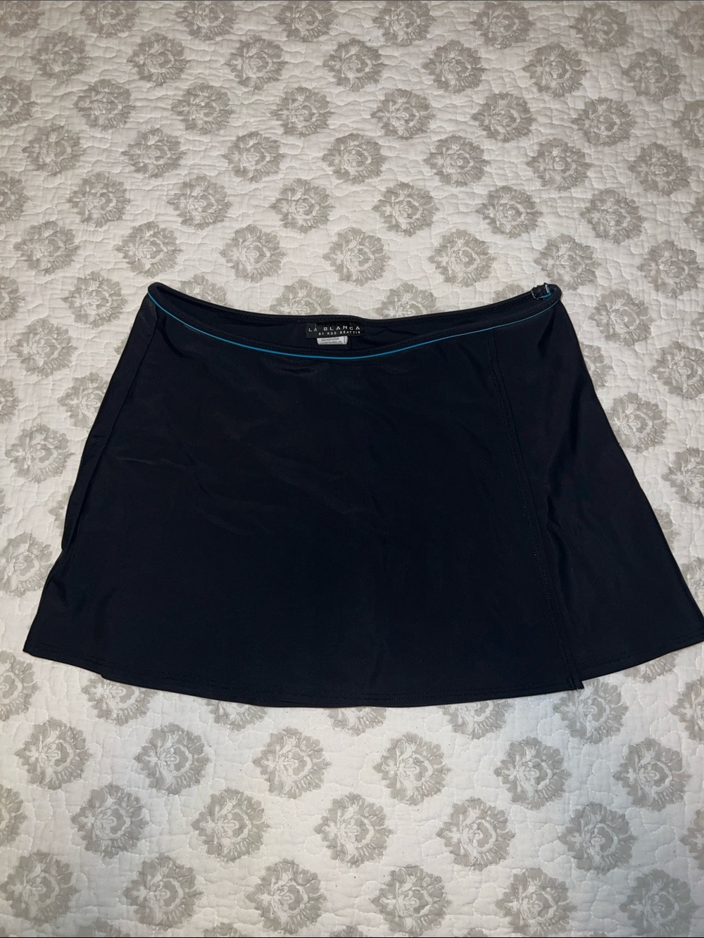 La Blanca Black Swim Coverup Skirt with blue Trim